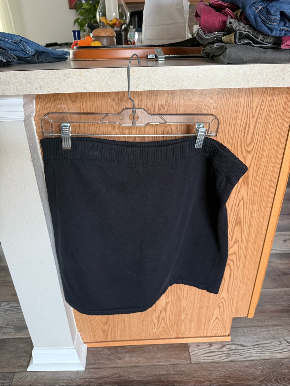 J. Jill Black Sweater Skirt with Ribbed Waistband